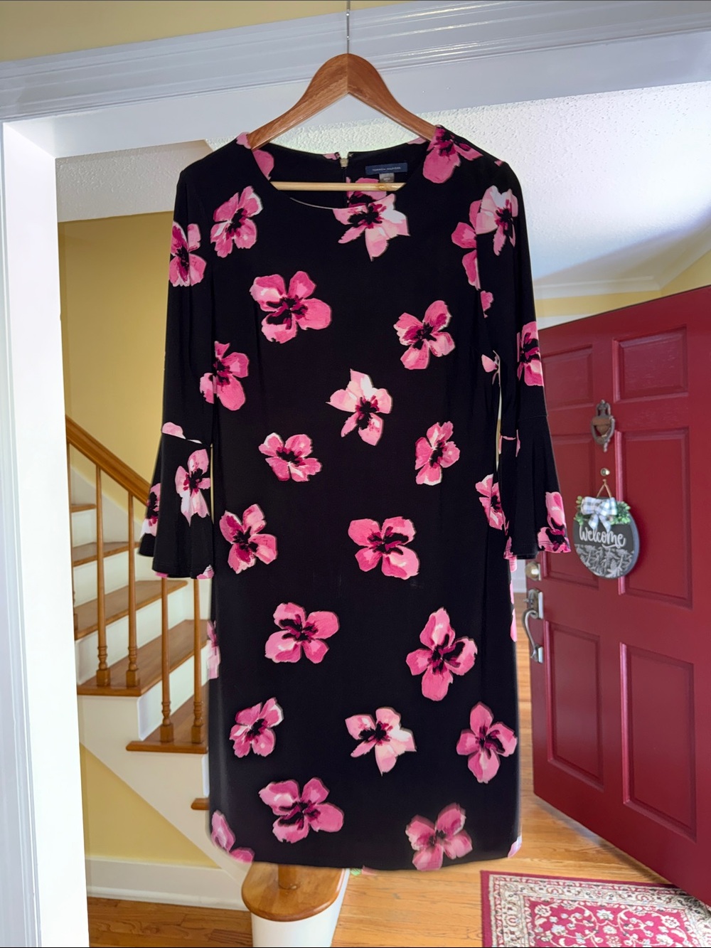 Tommy Hilfiger Black Dress with Pink Floral Print